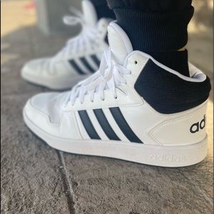 Men’s black and white high top Adidas only worn a few times. Size 10.5